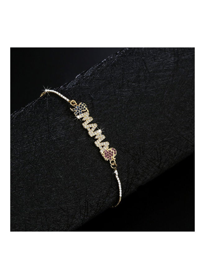 AIWANTO - Alissa Pull String Bracelet Mama Rhinestone Gold - Image 1