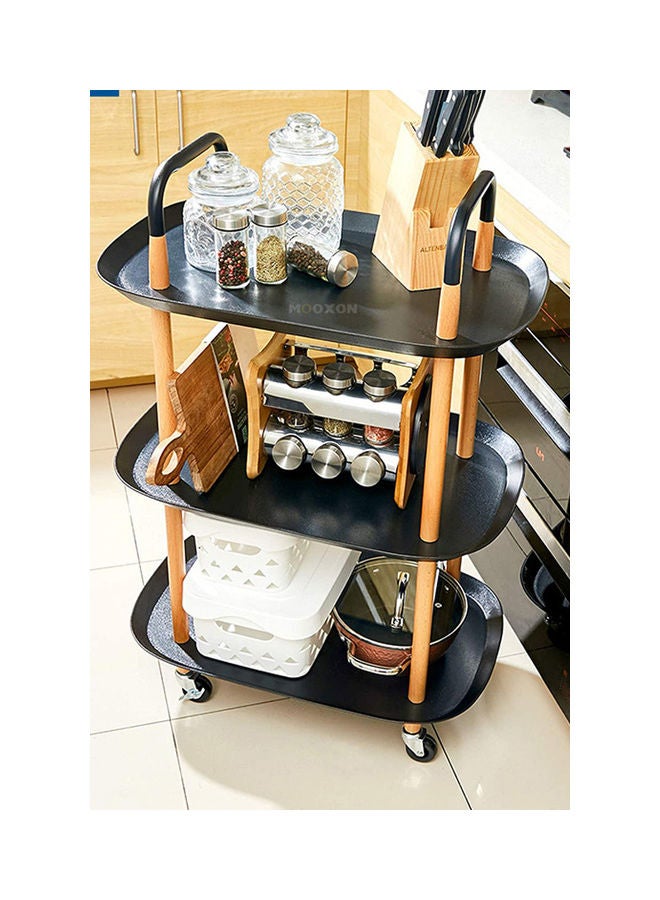 Generic 3 Tiers Storage Rack Kitchen Multifunctional Rolling Black  - Image 3