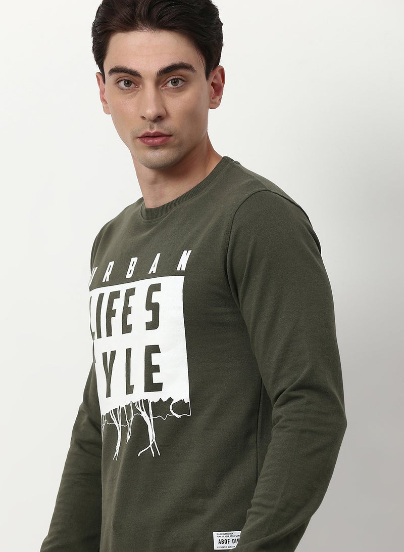 ABOF - Regular Fit Sweatshirt Olive - Image 1