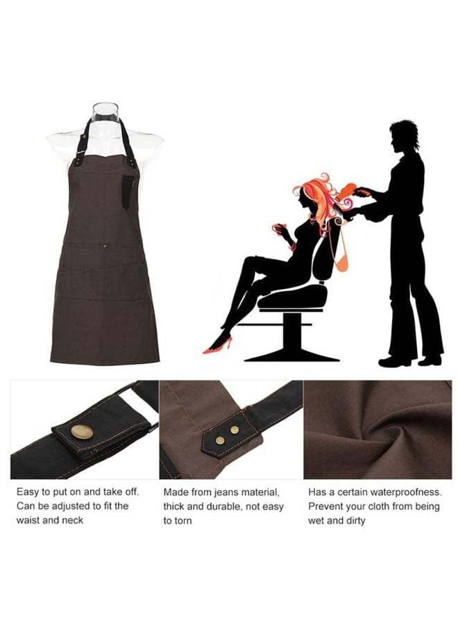 Professional Salon Barber Hairdresser Apron Gown Black/Brown - Image 5