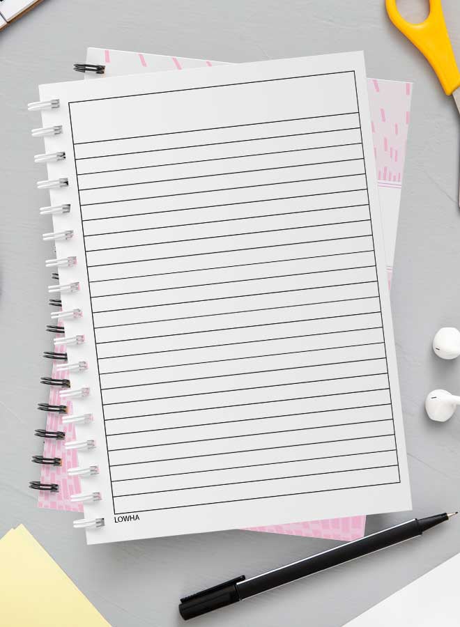 LOWHA Spiral Notebook For School Or Business Note Taking with 60 Sheets Abstract Pink And White Cube Multicolour  - Image 3