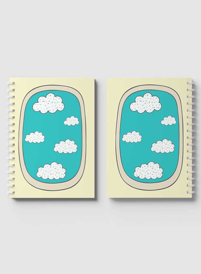 LOWHA - Spiral Notebook For School Or Business Note Taking with 60 Sheets Doodle Window Airplane Multicolour - Image 1