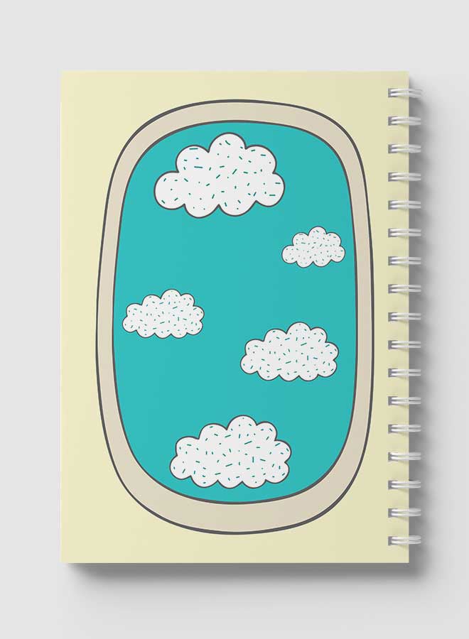 LOWHA - Spiral Notebook For School Or Business Note Taking with 60 Sheets Doodle Window Airplane Multicolour - Image 1