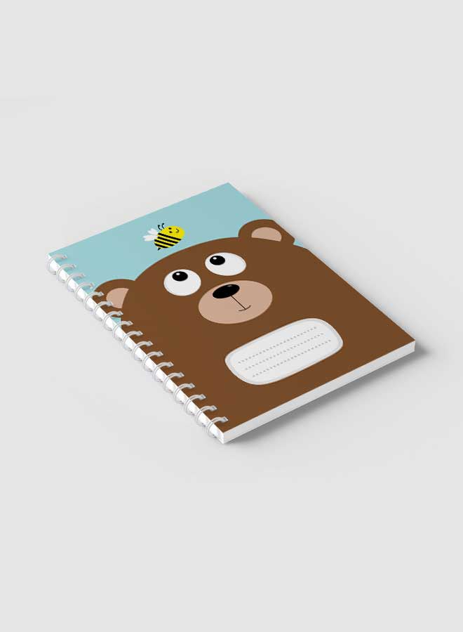LOWHA - Spiral Notebook For School Or Business Note Taking with 60 Sheets Cartoon Bear And Bee Multicolour - Image 1