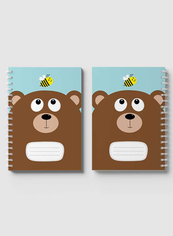 LOWHA - Spiral Notebook For School Or Business Note Taking with 60 Sheets Cartoon Bear And Bee Multicolour - Image 1