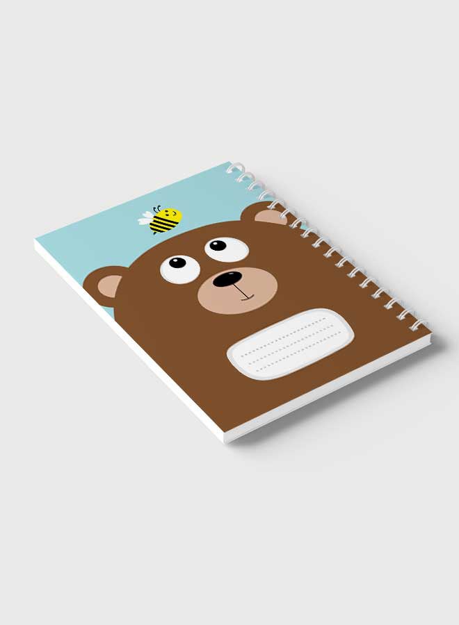 LOWHA - Spiral Notebook For School Or Business Note Taking with 60 Sheets Cartoon Bear And Bee Multicolour - Image 1
