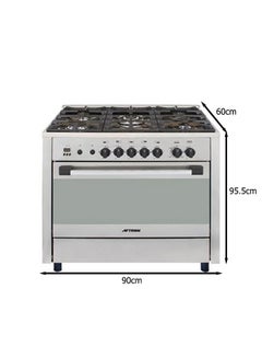 AFTRON 90x60 5 Burners Gas Cooker AFGR9060FESD Silver  - Image 2