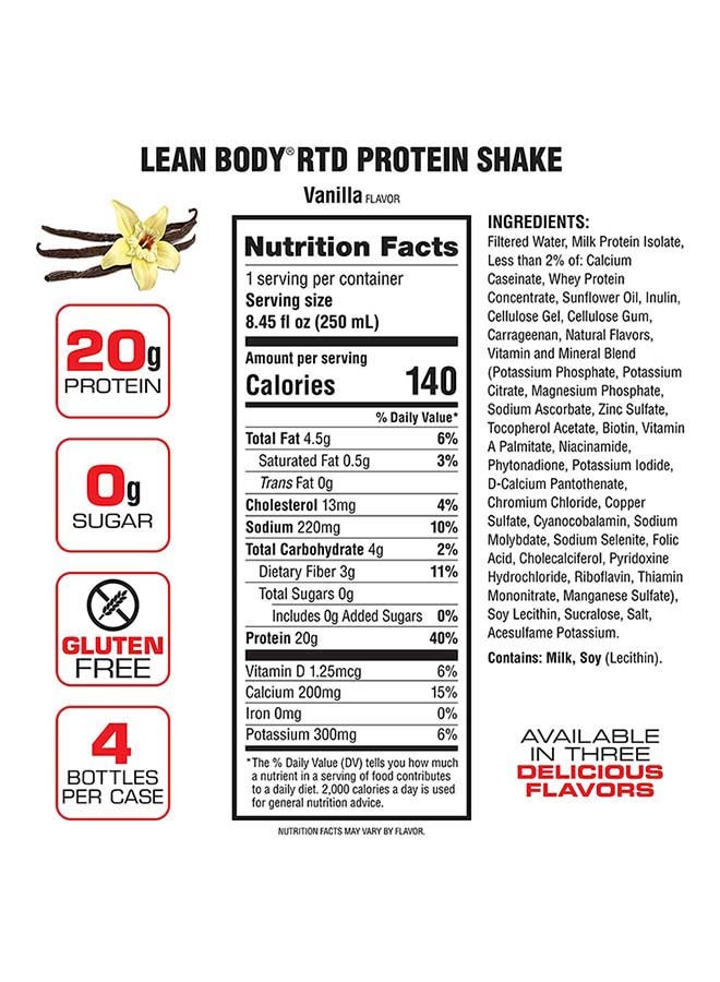LABRADA - 16-Piece Lean Body Ready To Drink Protein Shake-Vanilla - Image 1