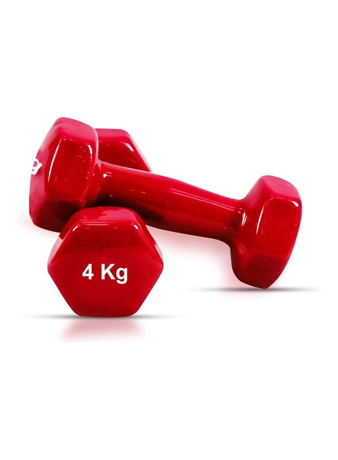 H PRO Dumbbell Weights| Unisex Adult Vinyl Coated Weights for Exercise & Fitness | Dumbbells Comes in 4kg Pair| Set of 2 in Red 4kg - Image 1