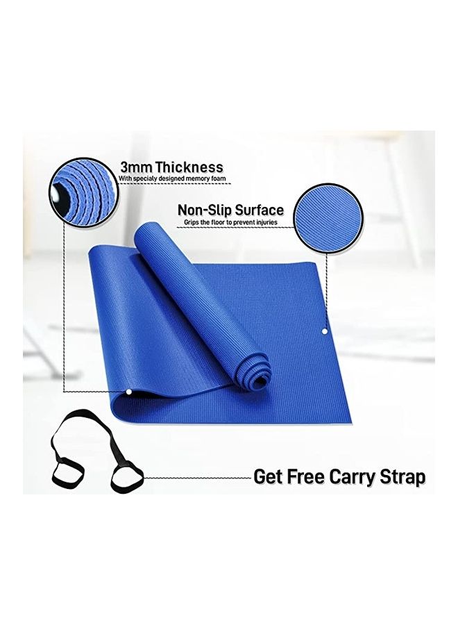 H PRO H PRO Yoga Mat for Home Gym, Non-Slip Workout Mat, with Carrying Strap, Anti-Tear Avoiding Pain in Yoga, Pilates & Floor Exercises 3mm- Blue ‎17.3 x 6.1 x 0.3cm  - Image 5
