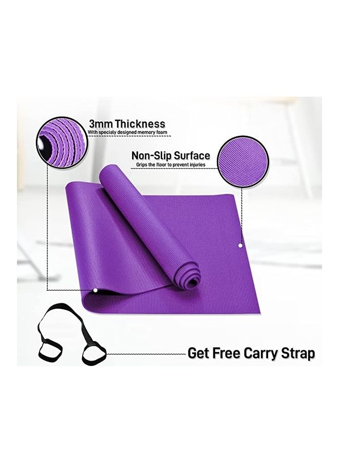 أتش برو حصيرة يوغا H PRO بسماكة 3 مم، وسادة غير قابلة للانزلاق، حصيرة يوغا PVC للتمارين الرياضية، اليوغا، البيلاتس، التمدد، تمارين الأرض واللياقة البدنية - بنفسجي - Image 5