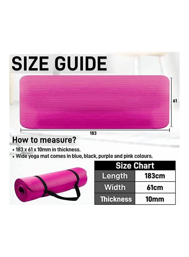 H PRO 10mm Extra Thick Cushion Yoga Mat | Non-Slip Yoga Exercise Mat for Home Gym | – Pink ‎18.3 x 6.1 x 1cm - Image 4
