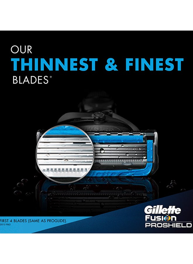 Gillette - ProShield5 Chill razor Handle + 2 Blade  Refills Black/Grey/Blue - Image 1