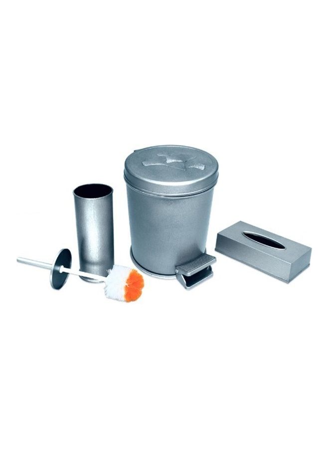 Generic 3-Piece Bathroom Accessories Trash Bin Set Silver 8Liters  - Image 1