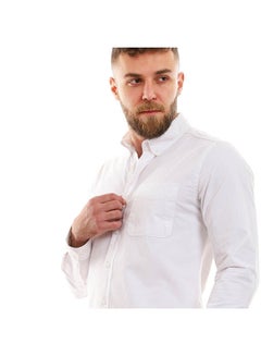 Plain/Basic Long Sleeve Shirt For Men White - v1640158794/N52204547A_4