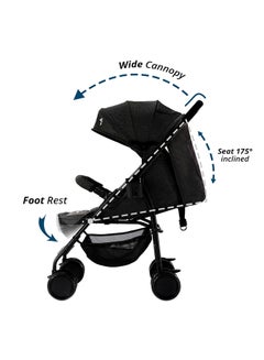TEKNUM Trip Plus Stroller Extra Wide Stylish Canopy - Black  - Image 3