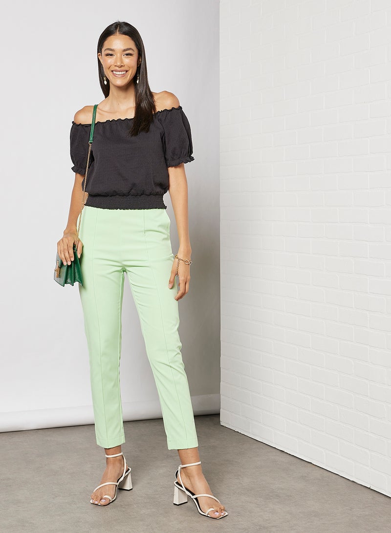 PIECES - Smock Off-Shoulder Top Black - Image 1