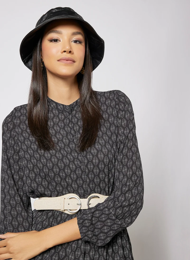 VERO MODA Abstract Print Midi Dress Black