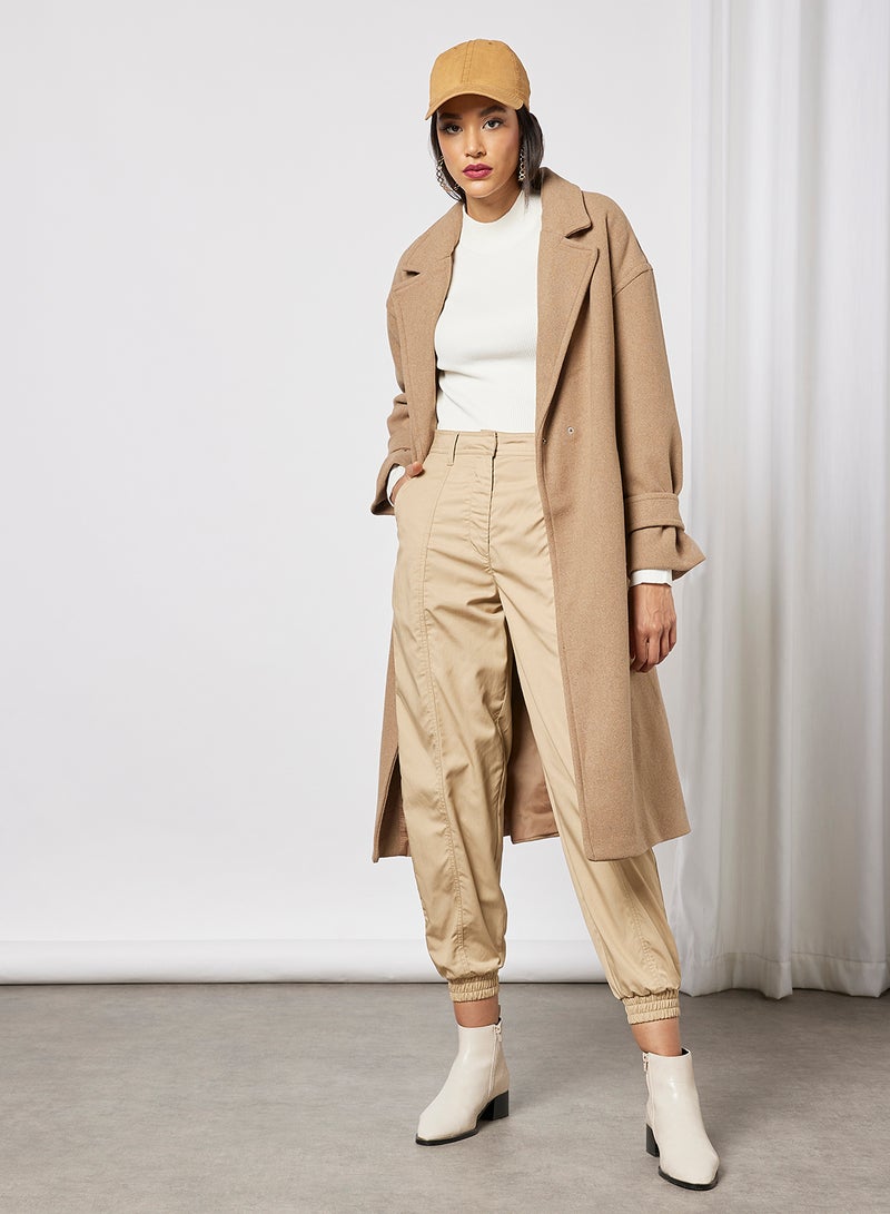 VERO MODA Collared Neck Longline Coat Beige  - Image 3