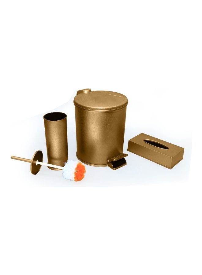 Generic 3-Piece Bathroom Accessories Trash Bin Set Gold 8Liters  - Image 1