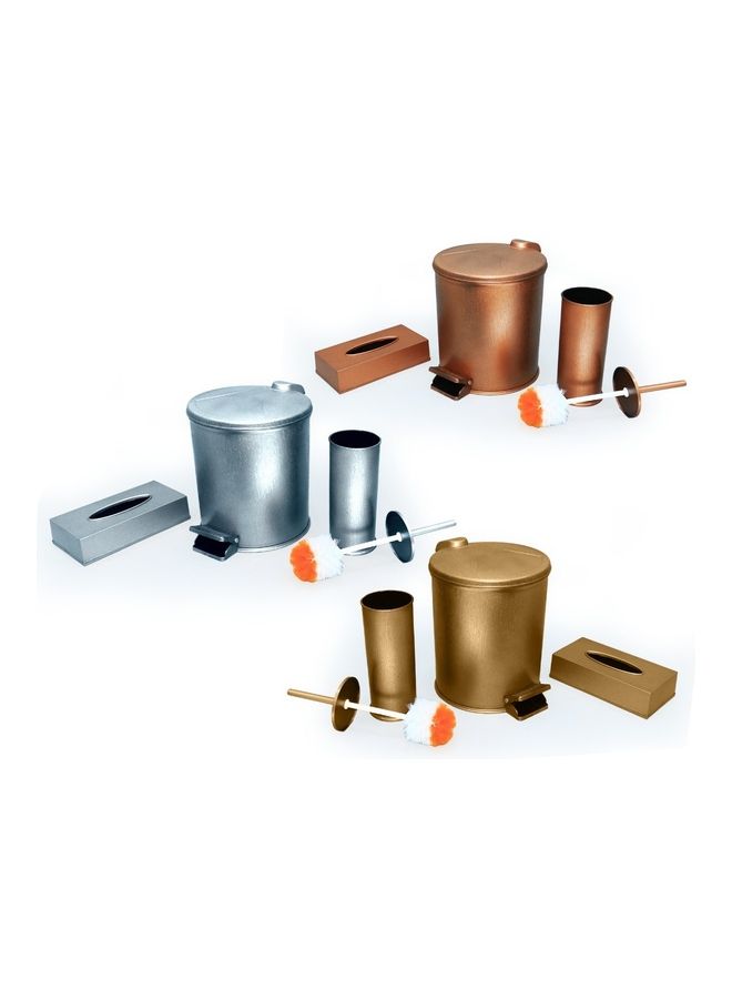 Generic 3-Piece Bathroom Accessories Trash Bin Set Gold 8Liters  - Image 2