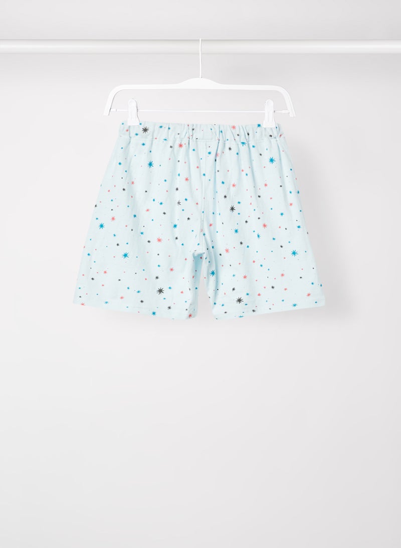 RAHA Girls Printed Lowers Shorts Light Blue - Image 3