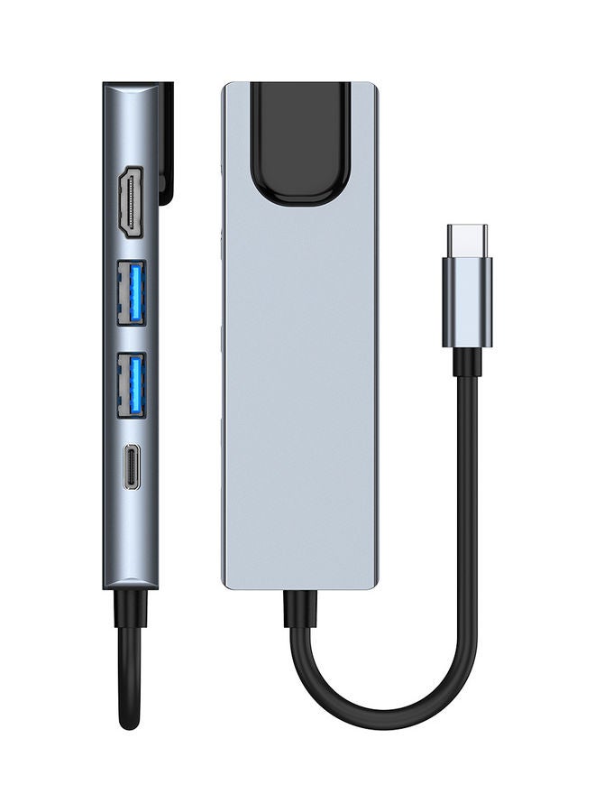 Generic - 5-In-1 Type C Adapter with 4K HDMI Port USB Hub Space Grey - Image 1