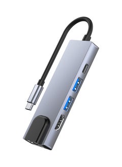 Generic 5-In-1 Type C Adapter with 4K HDMI Port USB Hub Space Grey  - Image 4