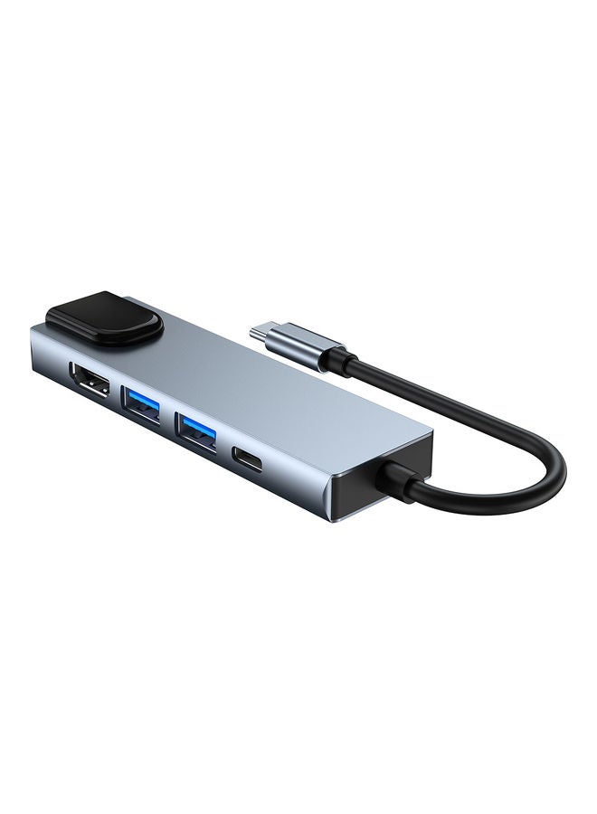 Generic - 5-In-1 Type C Adapter with 4K HDMI Port USB Hub Space Grey - Image 1