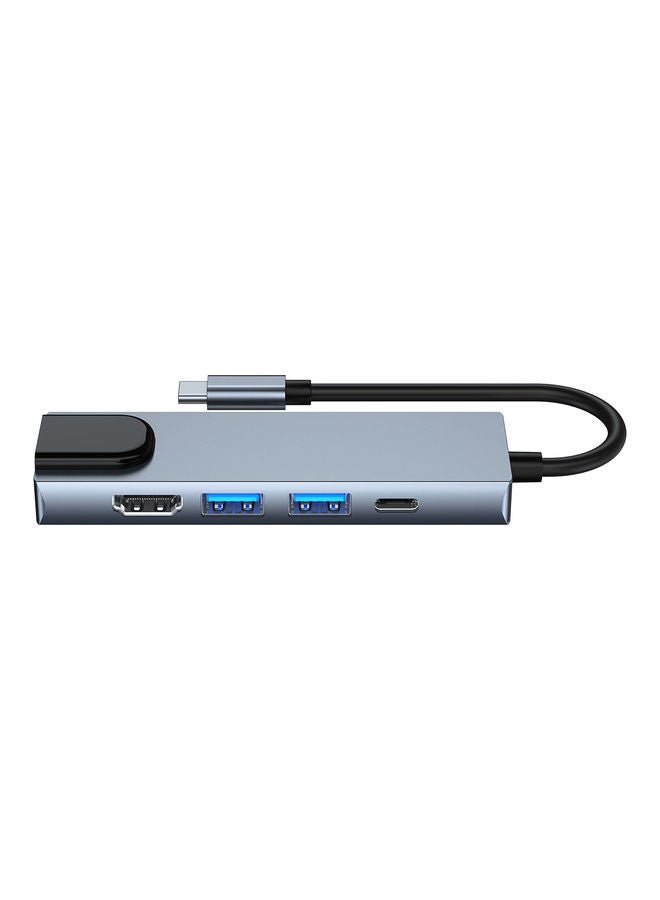 Generic - 5-In-1 Type C Adapter with 4K HDMI Port USB Hub Space Grey - Image 1