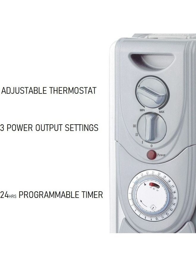 كراون لاين سخان 11 فتحة للرادياتير بالزيت 220-240 فولت 24 ساعة مؤقت 2500.0 W HT-244 أبيض - Image 2