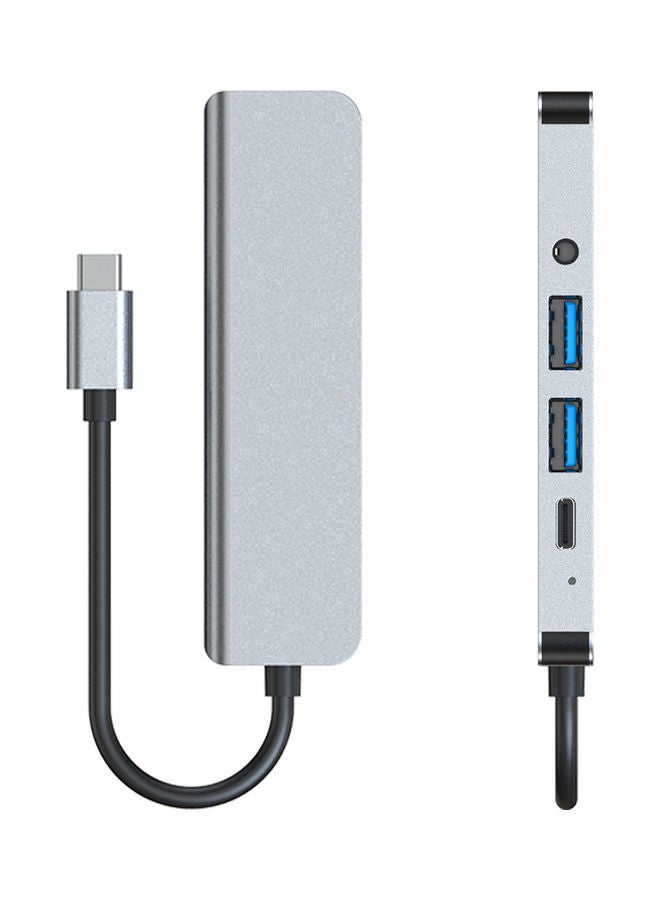 Generic - 5-In-1 Type C Adapter with 4K HDMI Port USB Hub Space Grey - Image 1