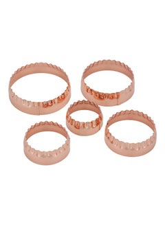 Royalford 5-Piece Round Shaped Cookie Cutter Set Pink  - Image 1