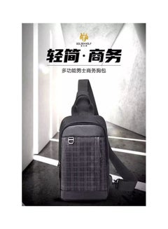 Golden Wolf Crossbody Chest One Shoulder Waterproof Backpack Bag With Usb Black Grid  - Image 1