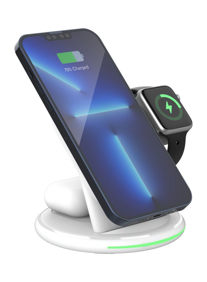 GULFLINK 3-in-1 Wireless Charging Station For Apple Watch/Air Pods Pro/Smartphone White - Image 2
