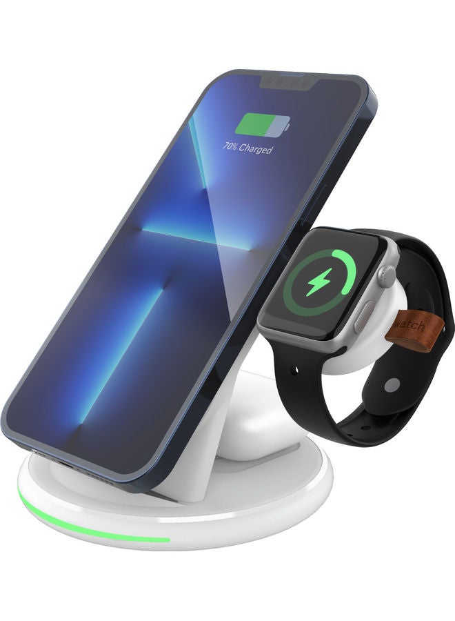 GULFLINK 3-in-1 Wireless Charging Station For Apple Watch/Air Pods Pro/Smartphone White - Image 4