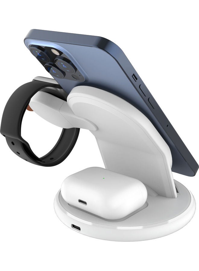 GULFLINK 3-in-1 Wireless Charging Station For Apple Watch/Air Pods Pro/Smartphone White - Image 5