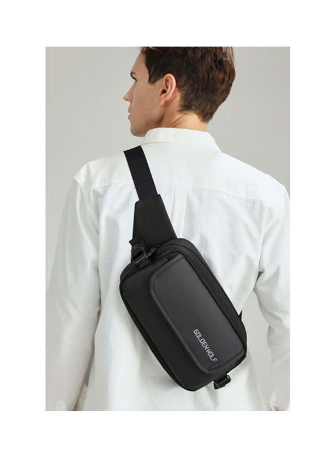 Golden Wolf Nylon Casual Fashion Waist Chest Crossbody Shoulder Bag Black  - Image 2