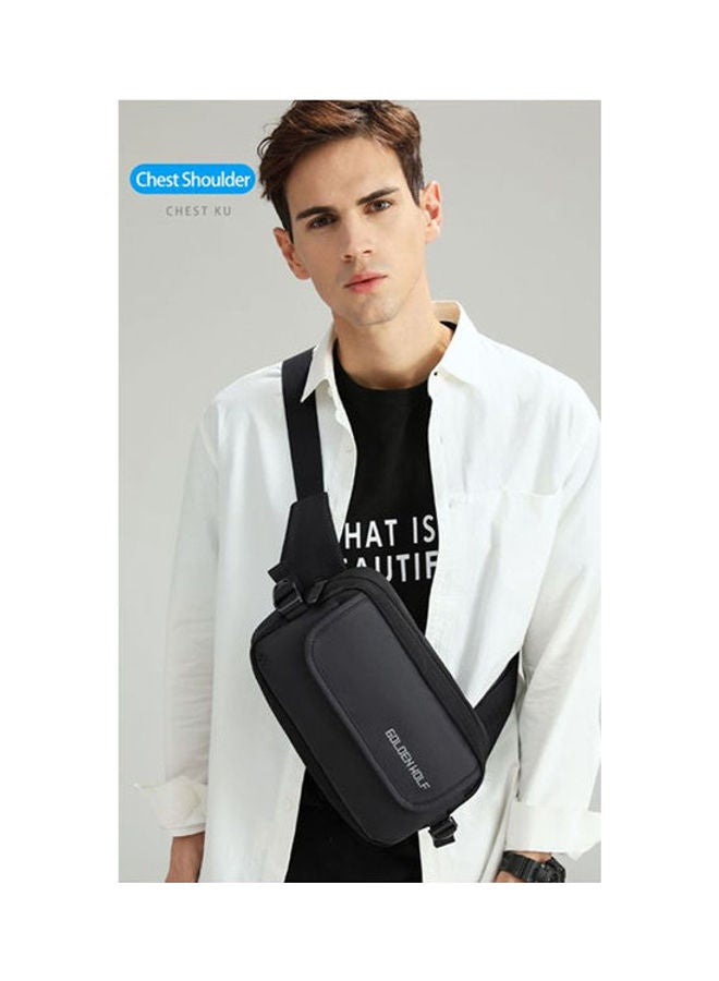 Golden Wolf Nylon Casual Fashion Waist Chest Crossbody Shoulder Bag Black  - Image 3