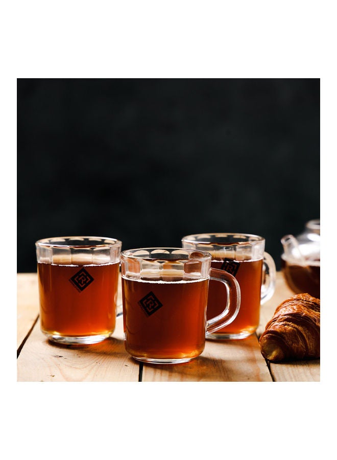 Royalford - 3Pieces Glass Mug Set 235Ml 8Oz Lead Free Glass Sturdy And Classic Design Crystal Clear Construction Dishwasher Safe 29.5X9X9 Cm Clear 235ml - Image 1