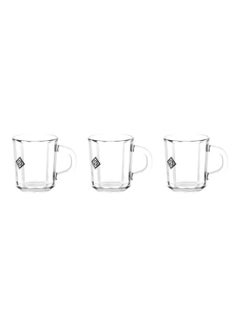 3Pieces Glass Mug Set 235Ml 8Oz Lead Free Glass Sturdy And Classic Design Crystal Clear Construction Dishwasher Safe 29.5X9X9 Cm Clear 235ml