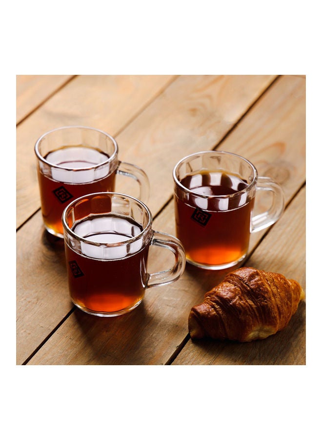 Royalford - 3Pieces Glass Mug Set 235Ml 8Oz Lead Free Glass Sturdy And Classic Design Crystal Clear Construction Dishwasher Safe 29.5X9X9 Cm Clear 235ml - Image 1