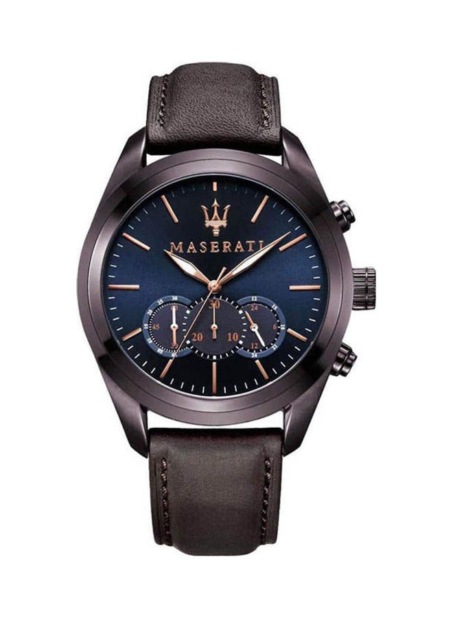 مازيراتي ساعة يد بعقارب بسوار من الجلد وإبزيم دائري طراز R8871612008 للرجال - Image 1