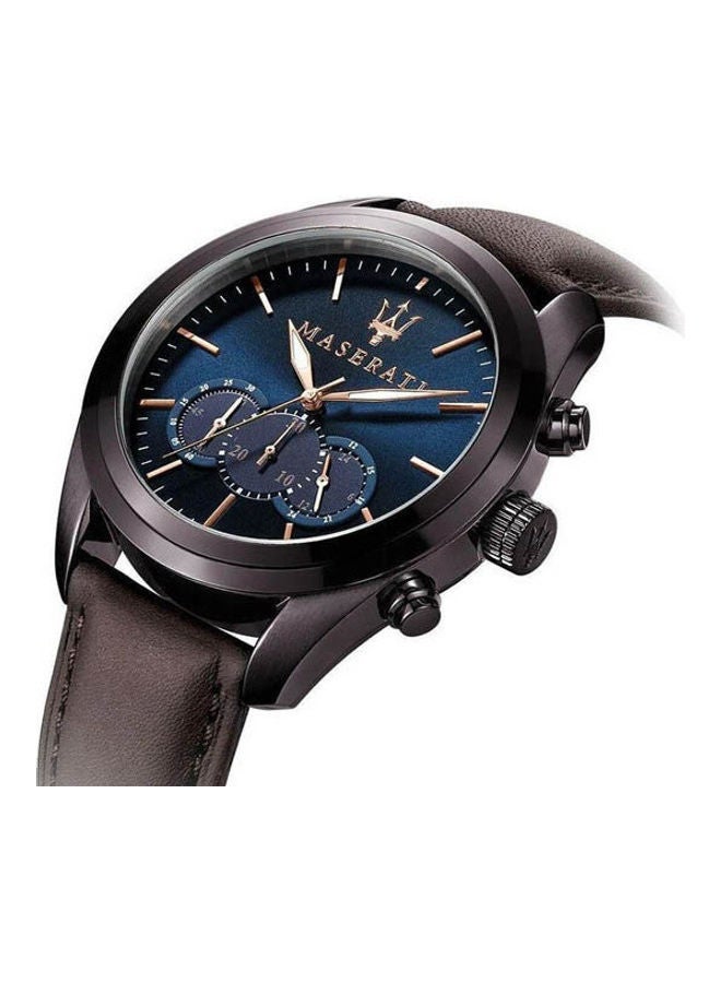 مازيراتي ساعة يد بعقارب بسوار من الجلد وإبزيم دائري طراز R8871612008 للرجال - Image 2