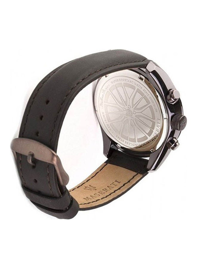 مازيراتي ساعة يد بعقارب بسوار من الجلد وإبزيم دائري طراز R8871612008 للرجال - Image 3