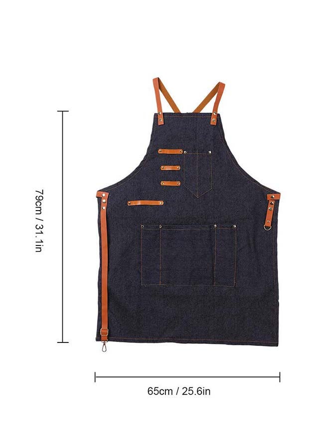 5-Pockets Hair Dresser Salon Apron Black/Orange 79 x 65cm - Image 2