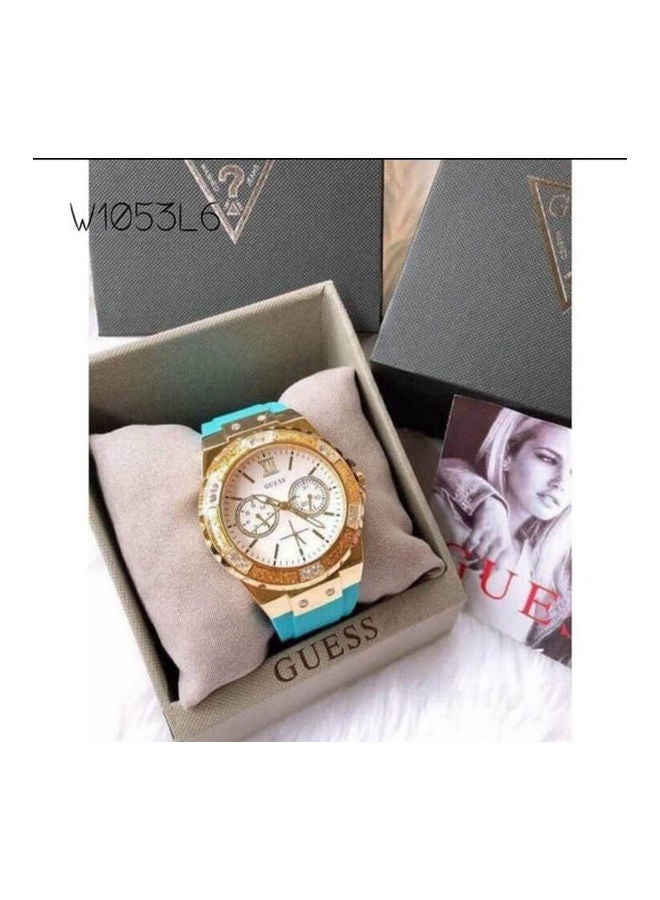 GUESS Women's Analog Silicone Buckle Round Wrist Watch W1053L6 - Image 2