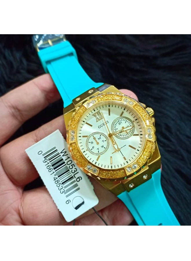 GUESS Women's Analog Silicone Buckle Round Wrist Watch W1053L6 - Image 3