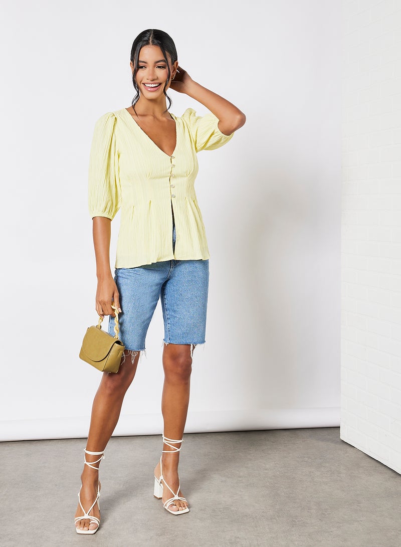 Button Down Blouse Pale Yellow - v1640183963/N46545041V_2