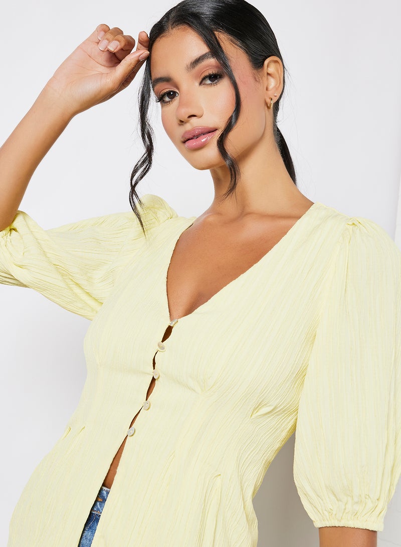 Button Down Blouse Pale Yellow - v1640183963/N46545041V_4